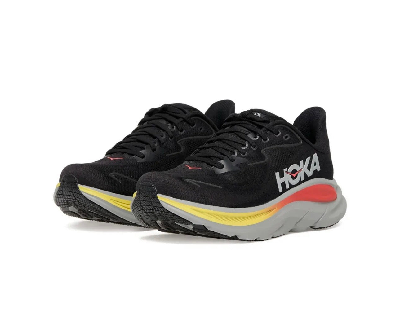 Hoka Clifton 10 Black Multi Yellow Red