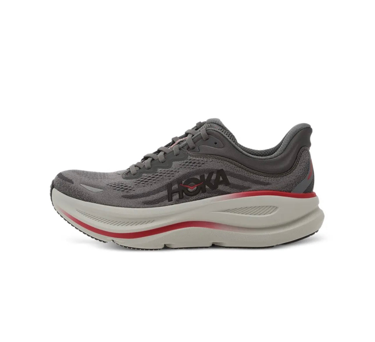 Hoka Bondi 9 Dark Grey Red