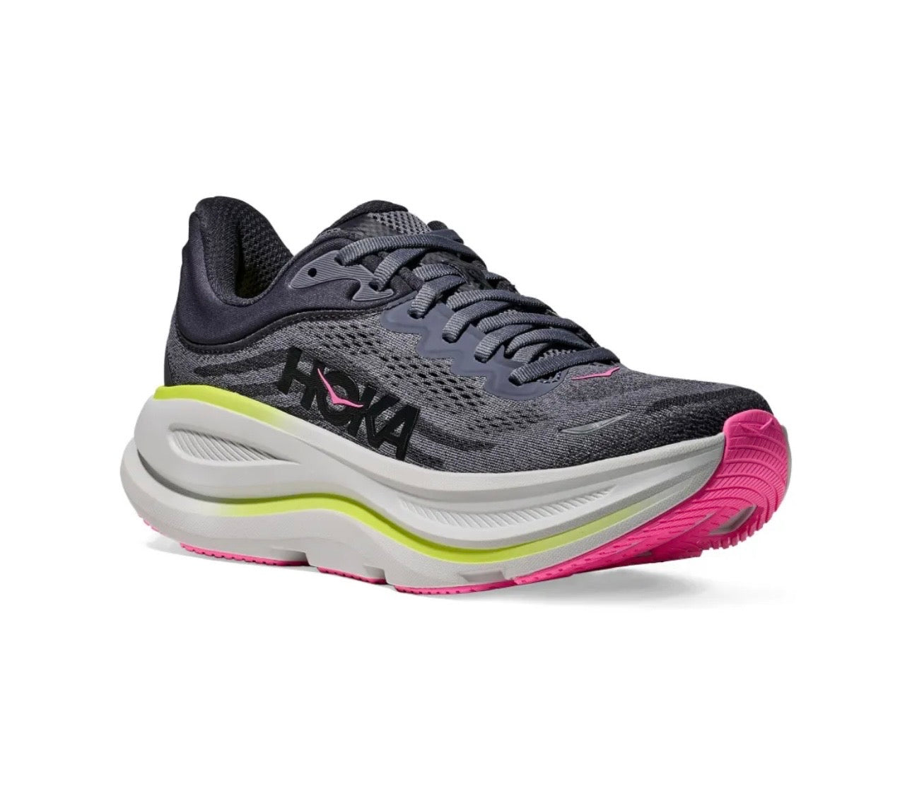 Hoka Bondi 9 Grey Black Pink Yellow