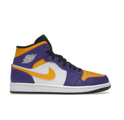 נעלי Jordan 1 Retro Mid Lakers מקוריות בעיצוב אופנתי עכשווי לקידום אתר