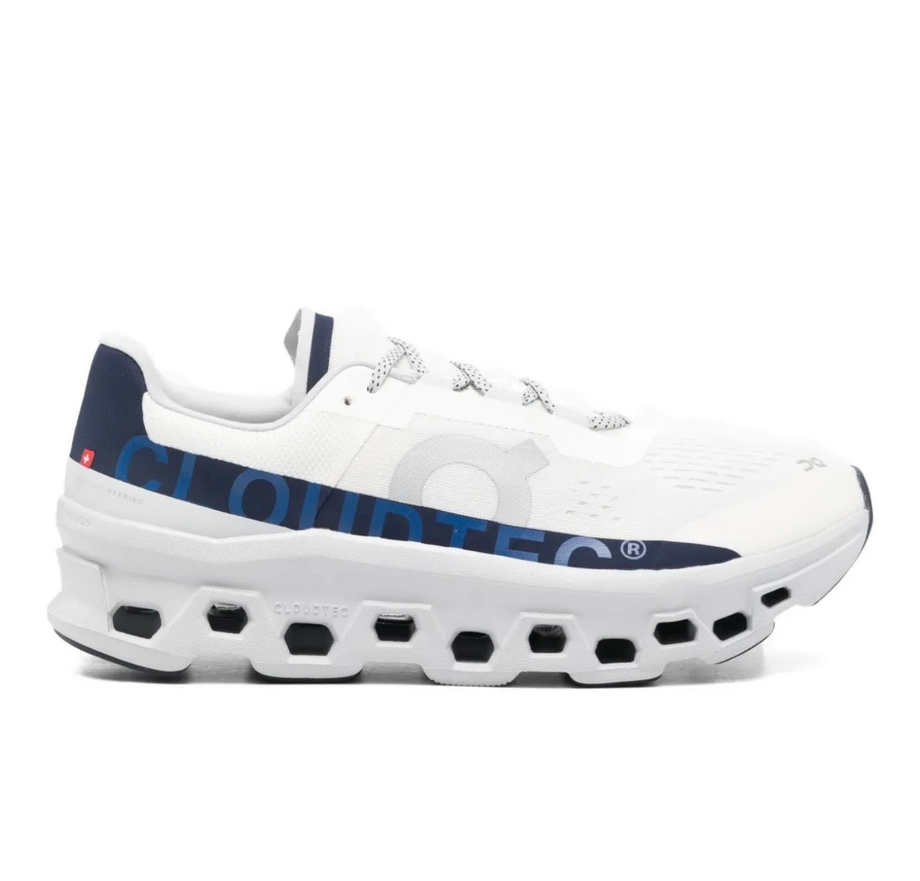 On Cloudmonster white blue