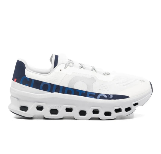 On Cloudmonster white blue