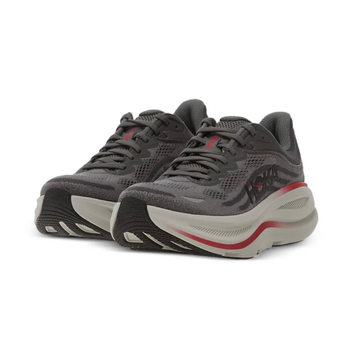 Hoka Bondi 9 Dark Grey Red