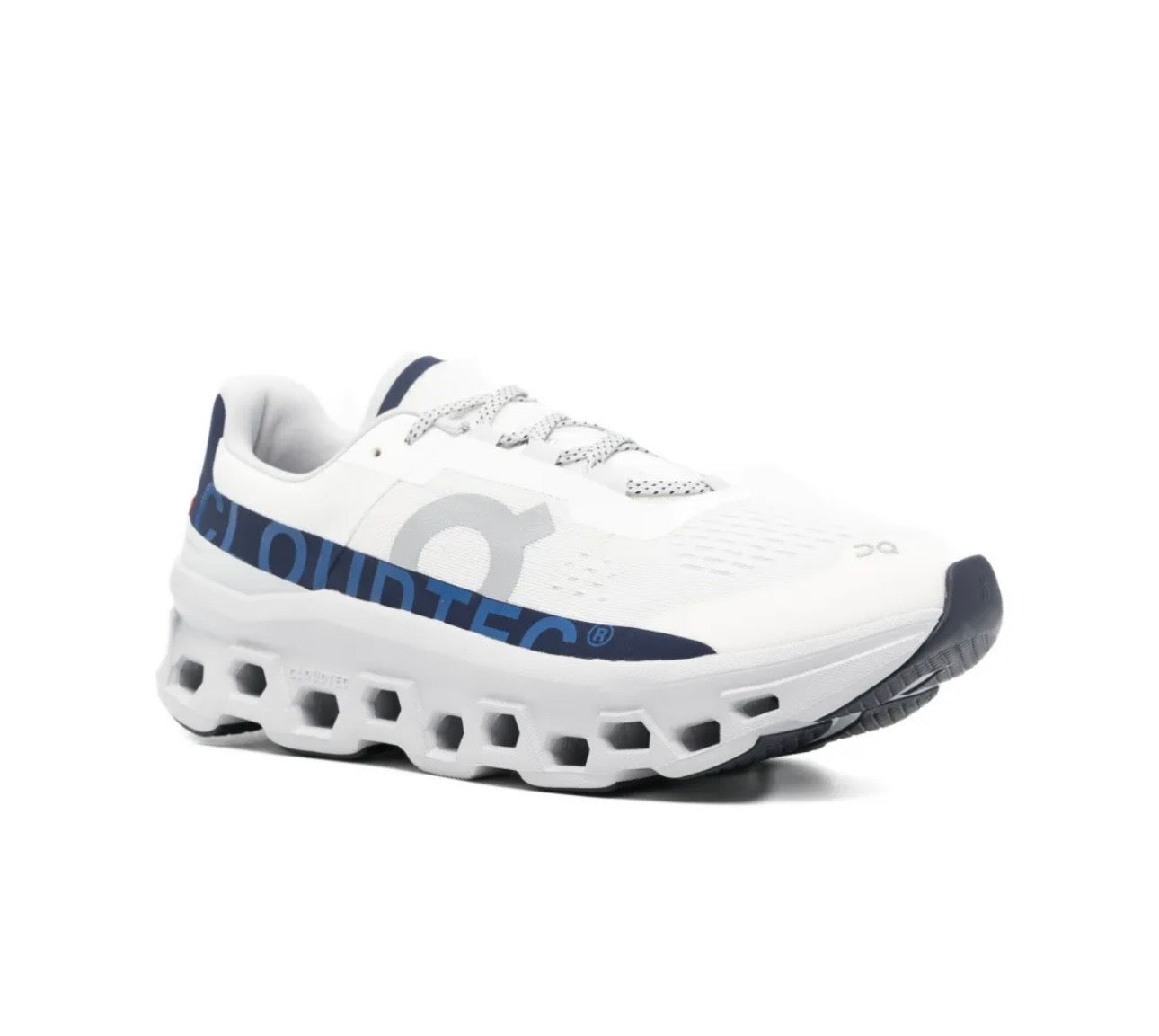 On Cloudmonster white blue