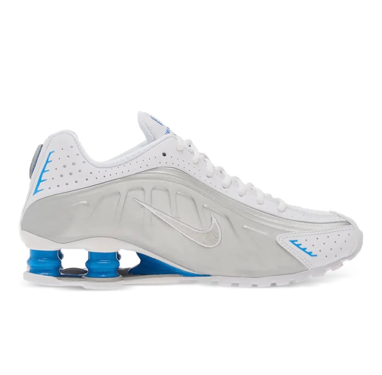 נעלי Nike Shox R4 Silver White Blue מקוריות בעיצוב אופנתי עכשווי לקידום אתר