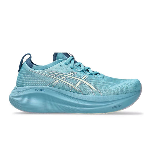 נעלי Asics Nimbus 27 Light Blue מקוריות בעיצוב אופנתי עכשווי לקידום אתר